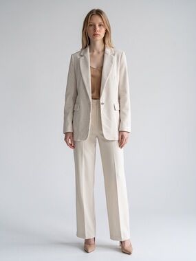 Rachel Zoe Cream Single-Button Corded Blazer